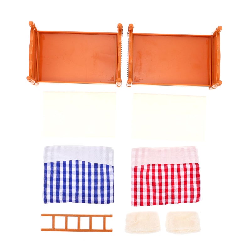 Veemoon Doll House Furniture Dollhouse Decoration Accessories Dollhouse mini Double beds Dollhouse Miniature Furniture Miniatures Bunk Bed - Image 3